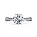 Lumina Round Lab Diamond Solitaire Ring | 6-Prong Cathedral Pave Gold Band