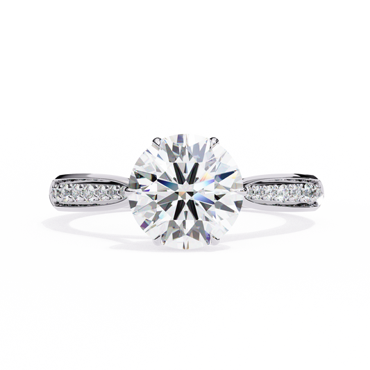 ROUND-CUT SOLITAIRE LAB-GROWN DIAMOND RING IN WHITE GOLD WITH CATHEDRAL SETTING 
