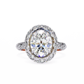 Royal Bloom Oval Lab Diamond Engagement Ring | Vintage Floral Halo Twisted Pave Gold