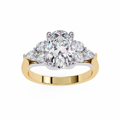 OVAL -CUT SOLITAIRE LAB-GROWN DIAMOND RING IN YELLOW GOLD WITH CATHEDRAL SETTING 