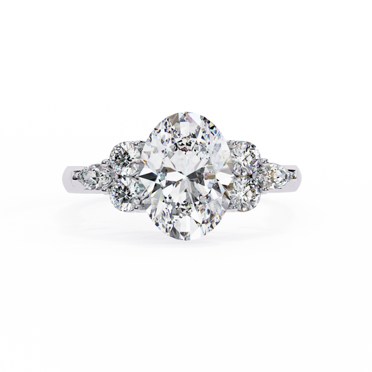 OVAL-CUT SOLITAIRE LAB-GROWN DIAMOND RING IN WHITE GOLD WITH CATHEDRAL SETTING 