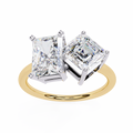Vivienne's Dual Lab Diamond Bar Ring | Radiant and Emerald Cut Modern Gold