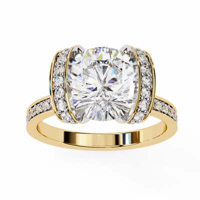 ROUND LAB DIAMOND RING IN YELLOW GOLD 