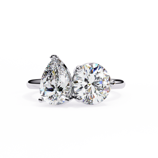 TOI ET MOI ENGAGEMENT RING WITH PEAR-CUT AND ROUND LAB-GROWN DIAMONDS IN WHITE GOLD. 