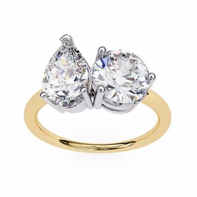 TOI ET MOI ENGAGEMENT RING WITH PEAR-CUT AND ROUND LAB-GROWN DIAMONDS IN YELLOW GOLD. 