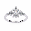 Celestial Crown Princess Cut Lab Diamond Ring - Vintage Cluster Engagement Ring with Accent Diamonds
