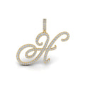 Luxuriant Cursive Initial Letter H Lab-Grown Diamond Pendant