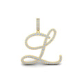 Luxuriant Cursive Initial Letter L Lab-Grown Diamond Pendant
