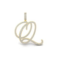 Luxuriant Cursive Initial Letter Q Lab-Grown Diamond Pendant