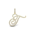 Luxuriant Cursive Initial Letter T Lab-Grown Diamond Pendant