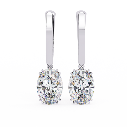 OVAL DIAMOND WHITE GOLD DROP EARRING 