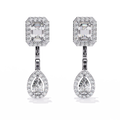Emerald & Pear Halo Lab-Grown Diamond Drop Earrings