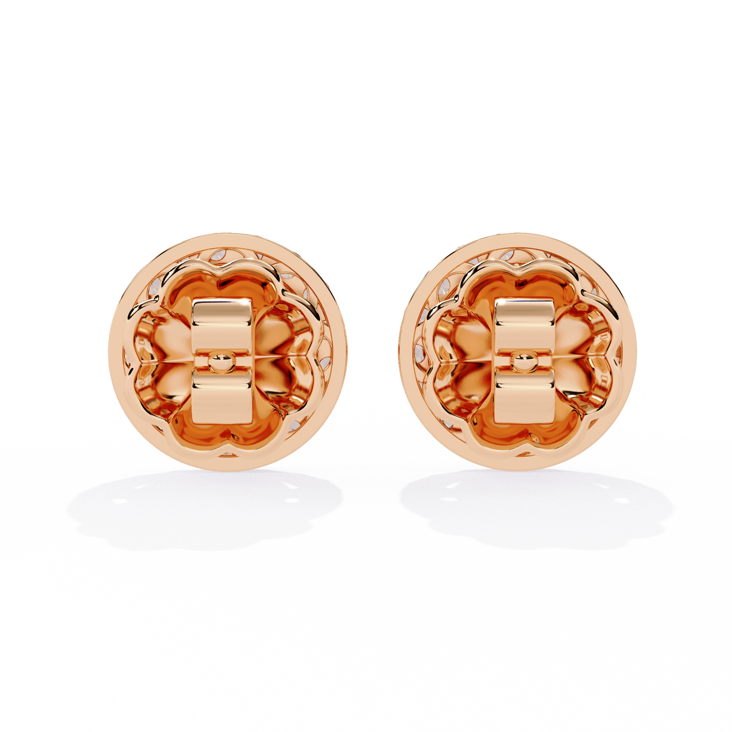 LAB-GROWN DIAMOND EARRING WITH HALO STUD DESIGN IN ROSE GOLD FEATURING ROUND AND MARQUISE LAB-GROWN DIAMONDS WITH DIAMOND CLARITY VVS TO VS+ AND DIAMOND COLOR D–F #ROSE GOLD