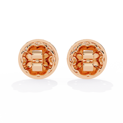 LAB-GROWN DIAMOND EARRING WITH HALO STUD DESIGN IN ROSE GOLD FEATURING ROUND AND MARQUISE LAB-GROWN DIAMONDS WITH DIAMOND CLARITY VVS TO VS+ AND DIAMOND COLOR D–F #ROSE GOLD