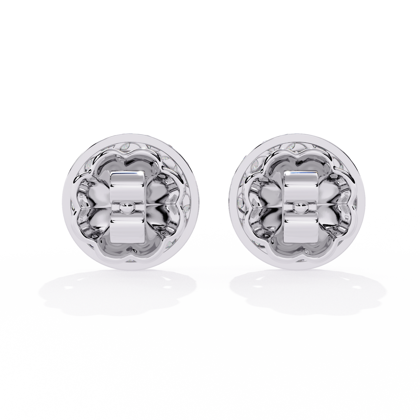 LAB-GROWN DIAMOND EARRING WITH HALO STUD DESIGN IN WHITE GOLD FEATURING ROUND AND MARQUISE LAB-GROWN DIAMONDS WITH DIAMOND CLARITY VVS TO VS+ AND DIAMOND COLOR D–F #WHITE GOLD