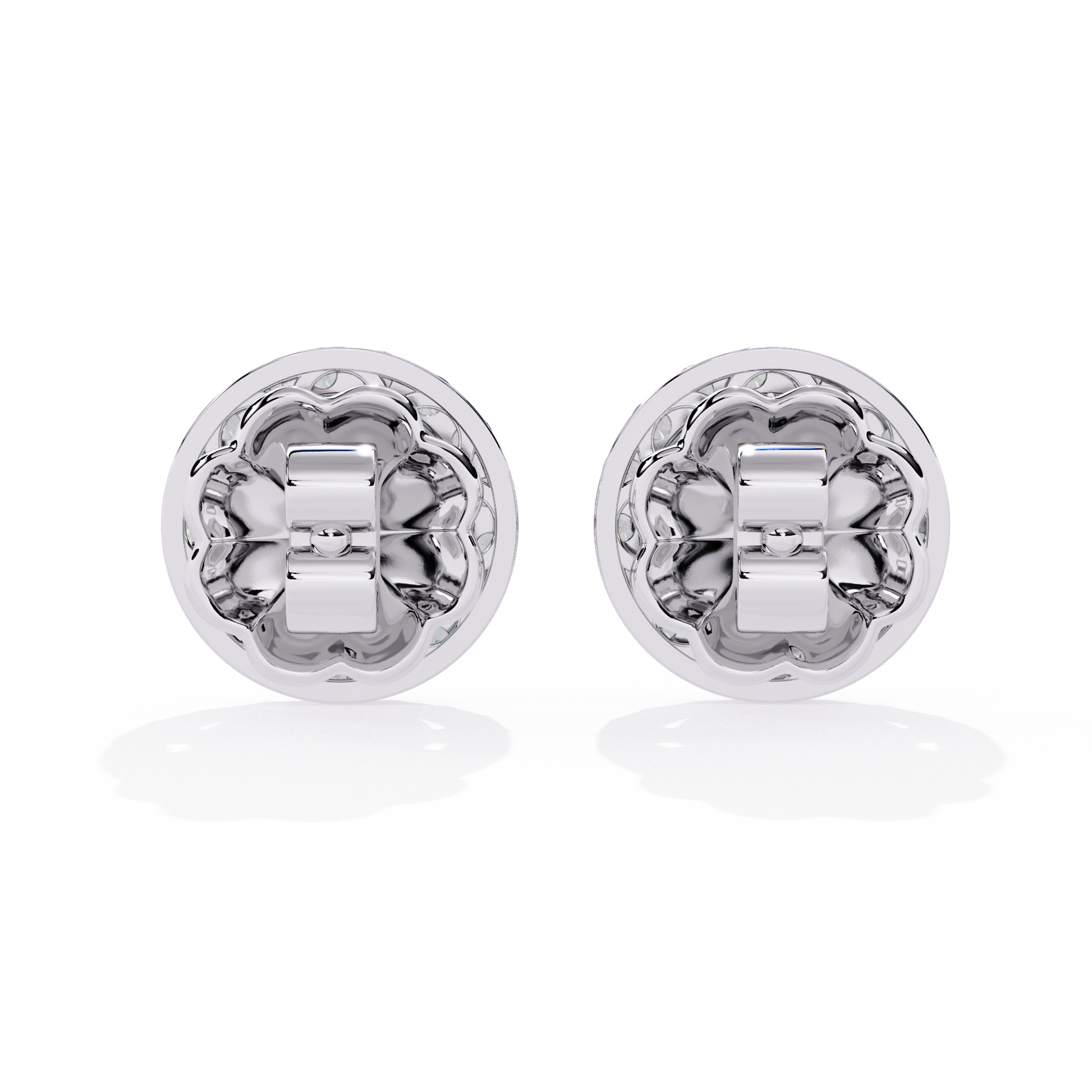 LAB-GROWN DIAMOND EARRING WITH HALO STUD DESIGN IN WHITE GOLD FEATURING ROUND AND MARQUISE LAB-GROWN DIAMONDS WITH DIAMOND CLARITY VVS TO VS+ AND DIAMOND COLOR D–F #WHITE GOLD