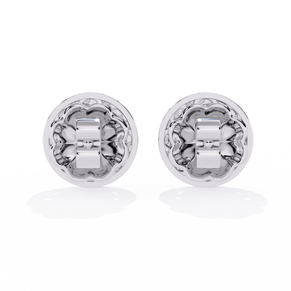 LAB-GROWN DIAMOND EARRING WITH HALO STUD DESIGN IN WHITE GOLD FEATURING ROUND AND MARQUISE LAB-GROWN DIAMONDS WITH DIAMOND CLARITY VVS TO VS+ AND DIAMOND COLOR D–F #WHITE GOLD