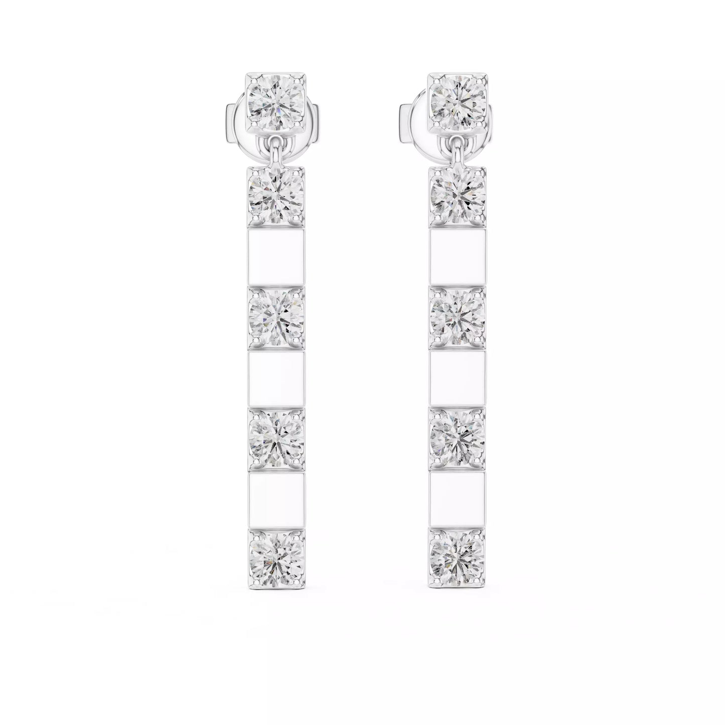 LAB-GROWN DIAMOND EARRING WITH MODERN BAR DROP DESIGN IN WHITE GOLD FEATURING DIAMOND CLARITY VVS TO VS+ AND DIAMOND COLOR D–F #WHITE GOLD