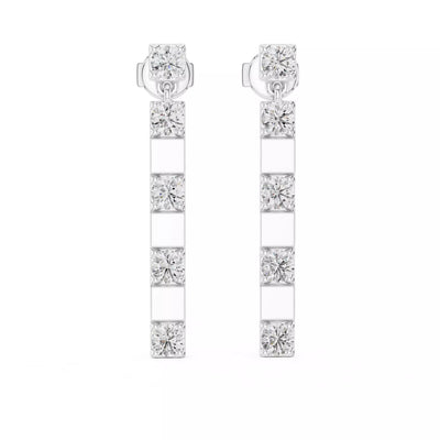 LAB-GROWN DIAMOND EARRING WITH MODERN BAR DROP DESIGN IN WHITE GOLD FEATURING DIAMOND CLARITY VVS TO VS+ AND DIAMOND COLOR D–F #WHITE GOLD