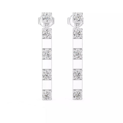 LAB-GROWN DIAMOND EARRING WITH MODERN BAR DROP DESIGN IN WHITE GOLD FEATURING DIAMOND CLARITY VVS TO VS+ AND DIAMOND COLOR D–F #WHITE GOLD