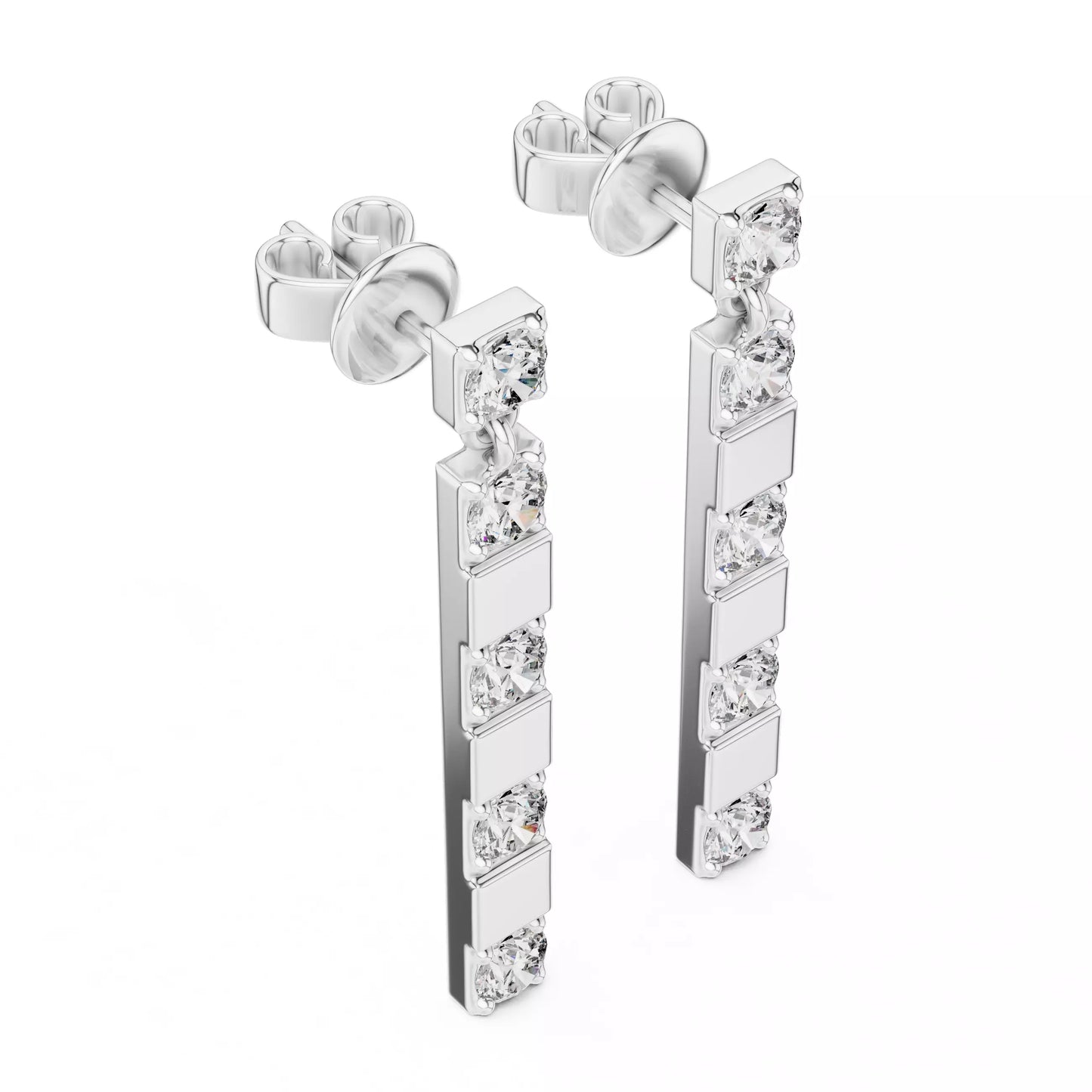 LAB-GROWN DIAMOND EARRING WITH MODERN BAR DROP DESIGN IN WHITE GOLD FEATURING DIAMOND CLARITY VVS TO VS+ AND DIAMOND COLOR D–F #WHITE GOLD