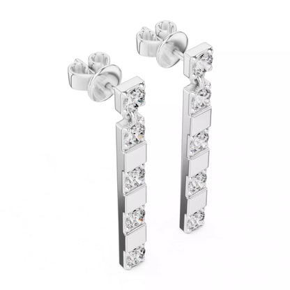 LAB-GROWN DIAMOND EARRING WITH MODERN BAR DROP DESIGN IN WHITE GOLD FEATURING DIAMOND CLARITY VVS TO VS+ AND DIAMOND COLOR D–F #WHITE GOLD