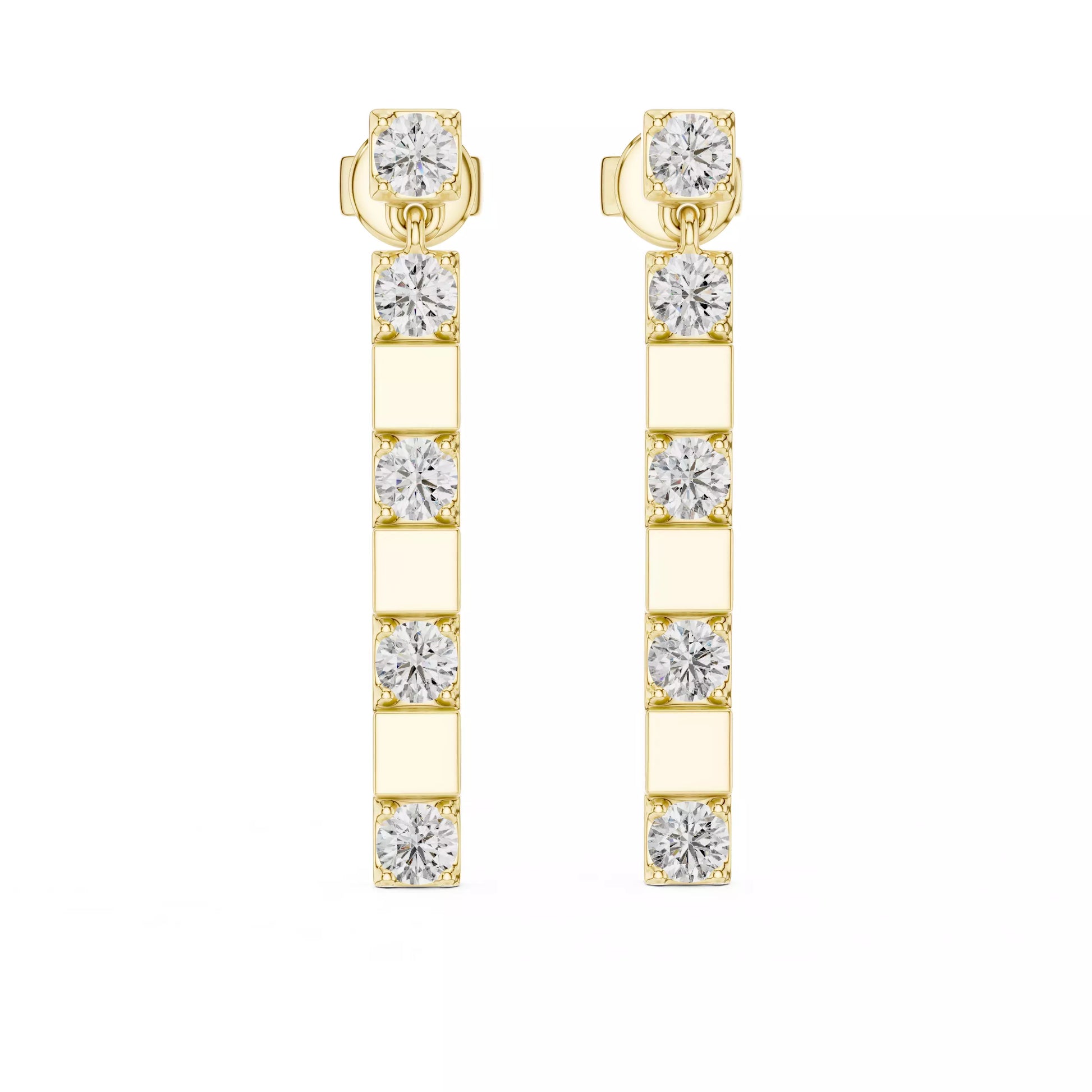 LAB-GROWN DIAMOND EARRING WITH MODERN BAR DROP DESIGN IN YELLOW GOLD FEATURING DIAMOND CLARITY VVS TO VS+ AND DIAMOND COLOR D–F #YELLOW GOLD