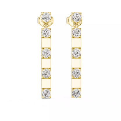 LAB-GROWN DIAMOND EARRING WITH MODERN BAR DROP DESIGN IN YELLOW GOLD FEATURING DIAMOND CLARITY VVS TO VS+ AND DIAMOND COLOR D–F #YELLOW GOLD