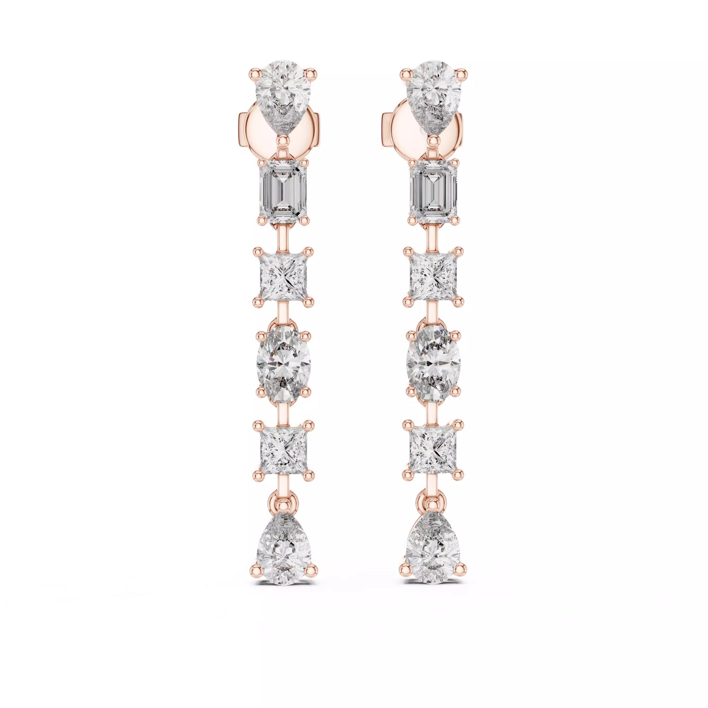 LAB-GROWN DIAMOND EARRING WITH PRONG-SET LINEAR DROP DESIGN IN ROSE GOLD FEATURING DIAMOND CLARITY VVS TO VS+ AND DIAMOND COLOR D–F #ROSE GOLD