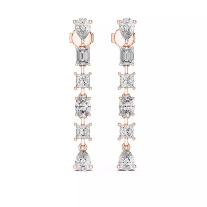 LAB-GROWN DIAMOND EARRING WITH PRONG-SET LINEAR DROP DESIGN IN ROSE GOLD FEATURING DIAMOND CLARITY VVS TO VS+ AND DIAMOND COLOR D–F #ROSE GOLD