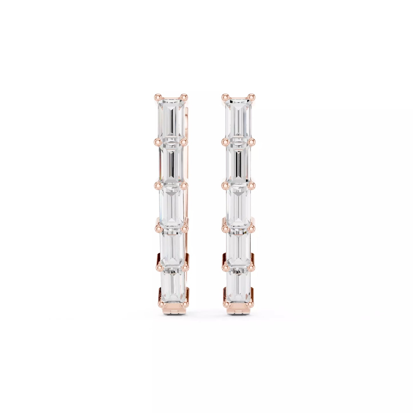 LAB-GROWN DIAMOND EARRING WITH MODERN BAGUETTE HOOP DESIGN IN ROSE GOLD FEATURING VVS TO VS+ D–F DIAMONDS LUXURY JEWELRY #ROSE GOLD