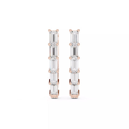 LAB-GROWN DIAMOND EARRING WITH MODERN BAGUETTE HOOP DESIGN IN ROSE GOLD FEATURING VVS TO VS+ D–F DIAMONDS LUXURY JEWELRY #ROSE GOLD