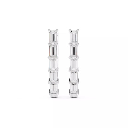 LAB-GROWN DIAMOND EARRING WITH MODERN BAGUETTE HOOP DESIGN IN WHITE GOLD FEATURING VVS TO VS+ D–F DIAMONDS LUXURY JEWELRY #WHITE GOLD
