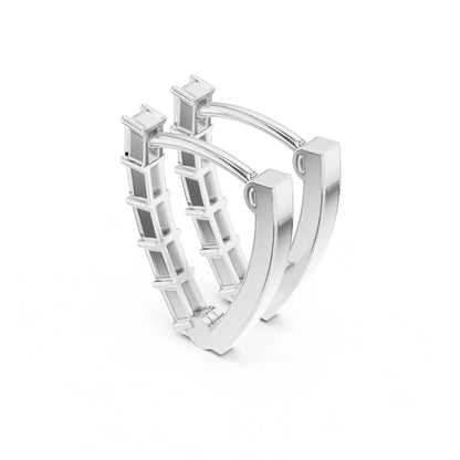 LAB-GROWN DIAMOND EARRING WITH MODERN BAGUETTE HOOP DESIGN IN WHITE GOLD FEATURING VVS TO VS+ D–F DIAMONDS LUXURY JEWELRY #WHITE GOLD