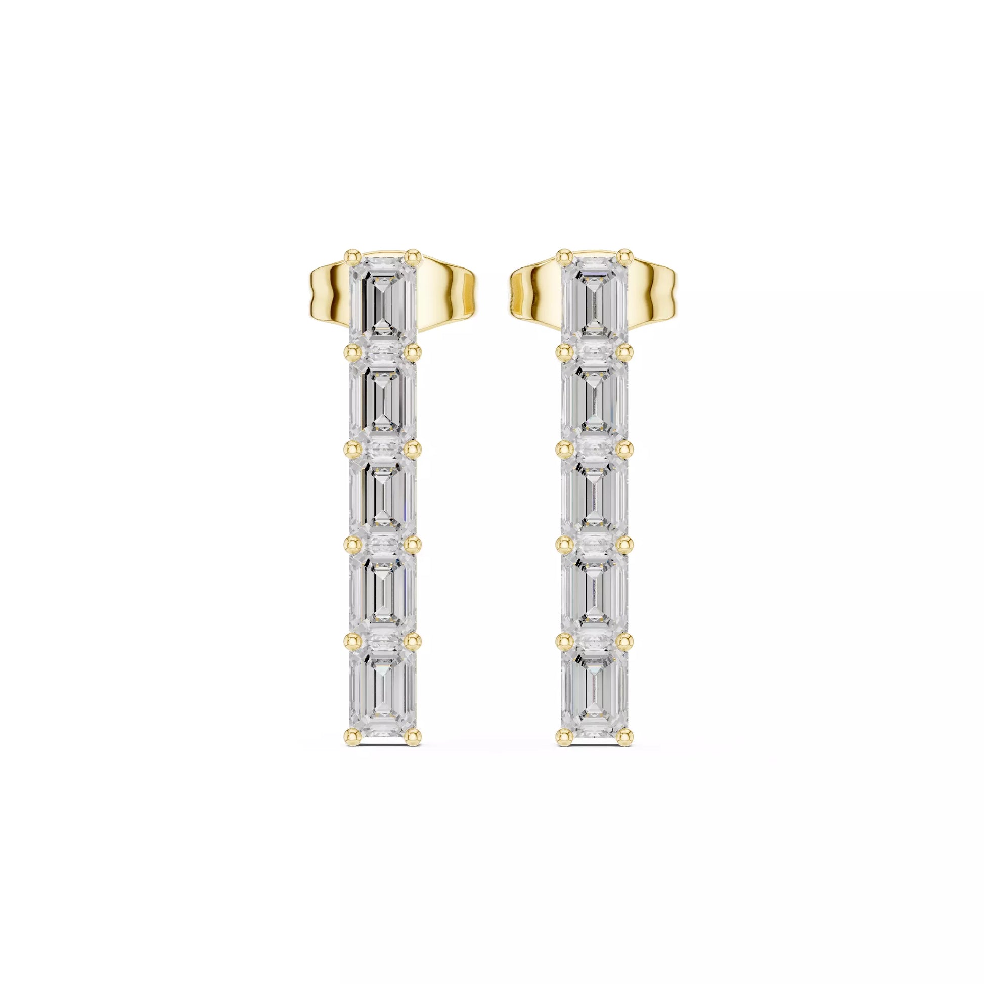 LAB-GROWN DIAMOND EARRING WITH CLASSIC VERTICAL BAR DROP DESIGN IN YELLOW GOLD FEATURING VVS TO VS+ D–F DIAMONDS LUXURY JEWELRY #YELLOW GOLD