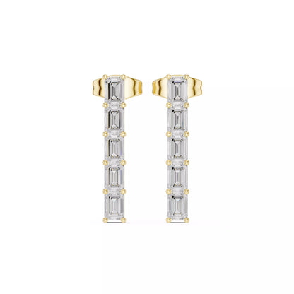 LAB-GROWN DIAMOND EARRING WITH CLASSIC VERTICAL BAR DROP DESIGN IN YELLOW GOLD FEATURING VVS TO VS+ D–F DIAMONDS LUXURY JEWELRY #YELLOW GOLD