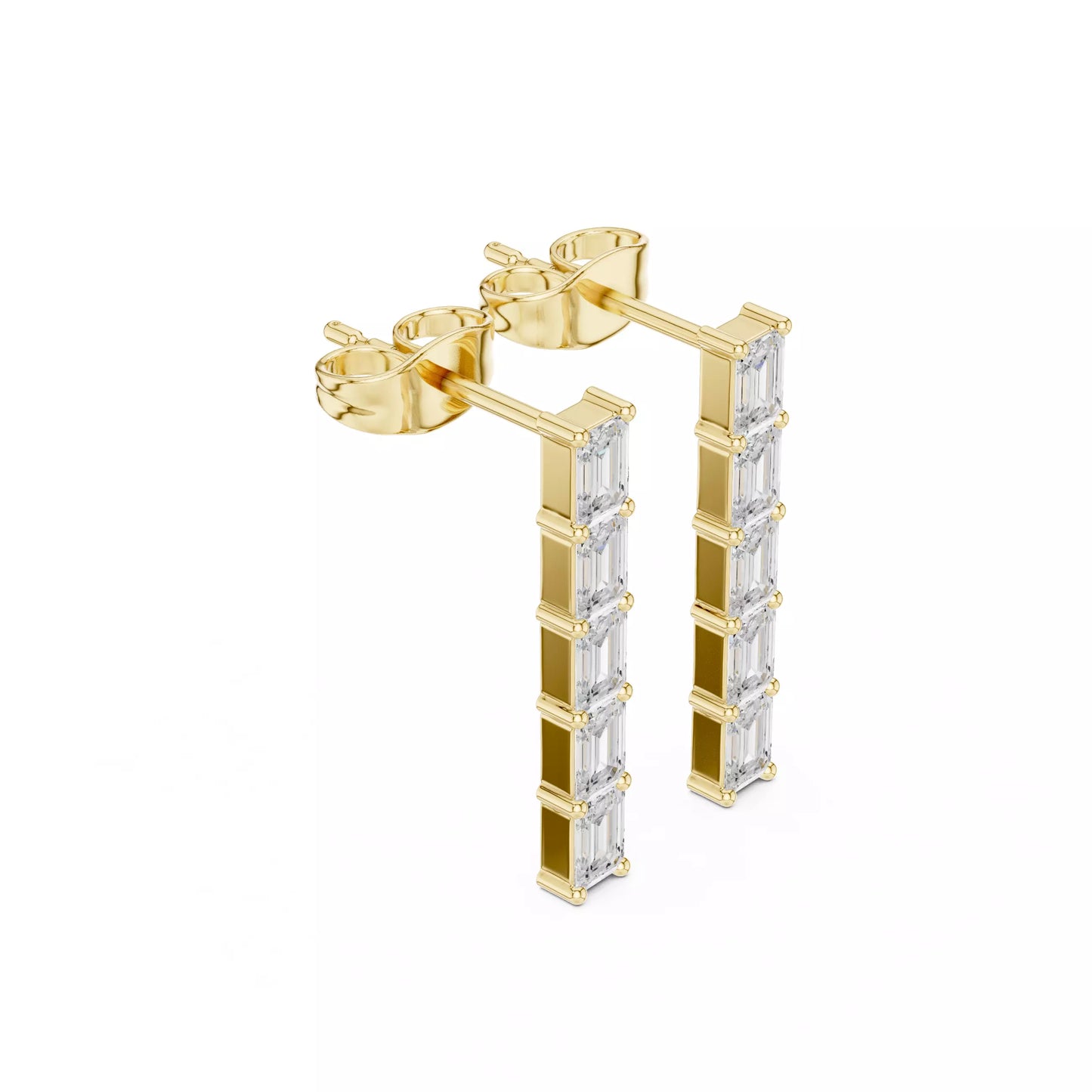 LAB-GROWN DIAMOND EARRING WITH CLASSIC VERTICAL BAR DROP DESIGN IN YELLOW GOLD FEATURING VVS TO VS+ D–F DIAMONDS LUXURY JEWELRY #YELLOW GOLD