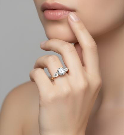 ROUND DIAMOND YELLOW GOLD RING 