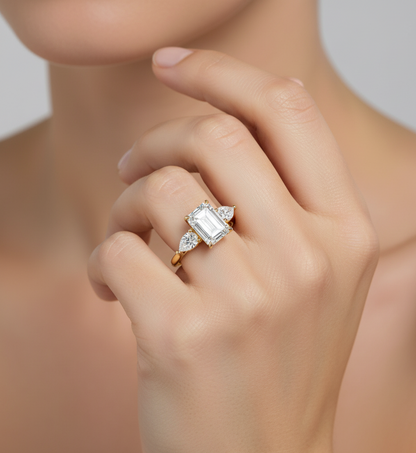 Lab-Grown Luxury Yellow Gold Diamond Ring 