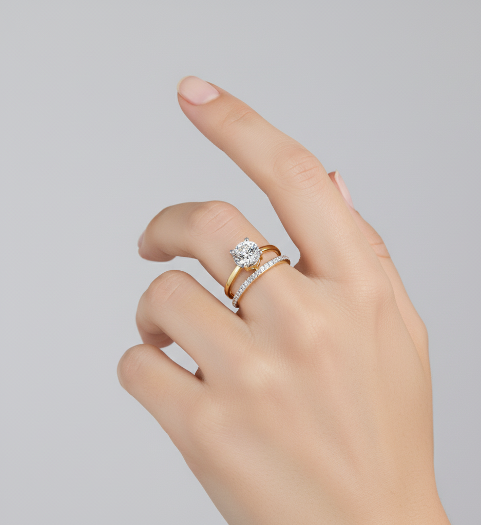 ROUND DIAMOND YELLOW GOLD RING ##YELLOW GOLD