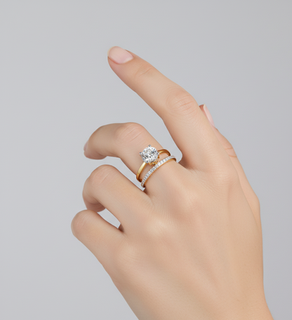 ROUND DIAMOND YELLOW GOLD RING 