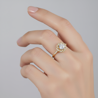 ROUND DIAMOND YELLOW GOLD RING 
