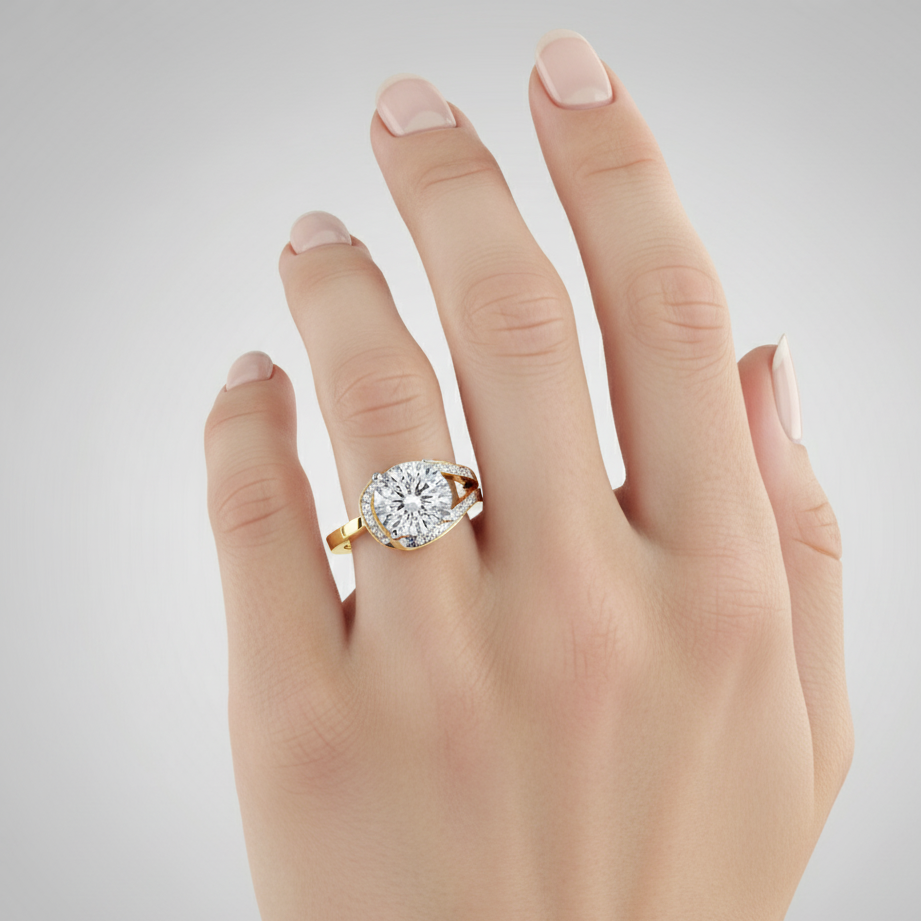 ROUND DIAMOND YELLOW GOLD  SOLITAIRE RING ##YELLOW GOLD