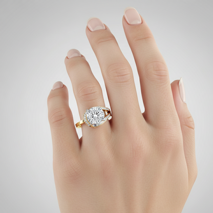 ROUND DIAMOND YELLOW GOLD  SOLITAIRE RING 