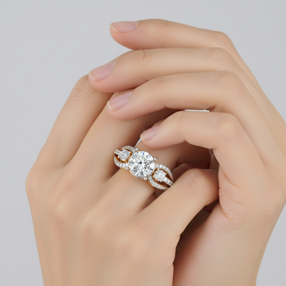 ROUND DIAMOND YELLOW GOLD SOLITAIRE RING 