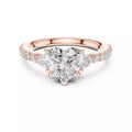 Heart Trilogy Sparkle Lab-Grown Diamond Engagement Ring with Pavé Band