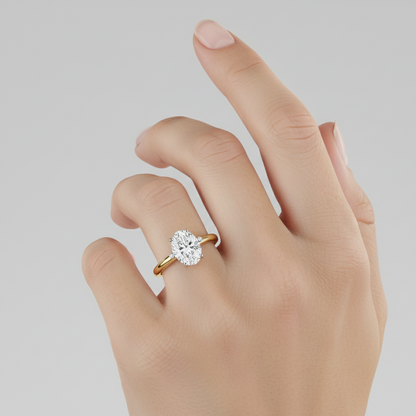 Luminara Float Oval-Cut Lab Diamond Two-Prong Solitaire Ring 