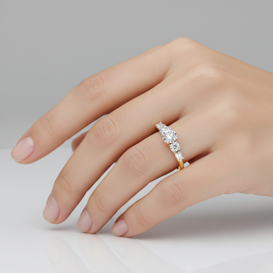 ROUND DIAMOND YELLOW GOLD SOLITAIRE RING 