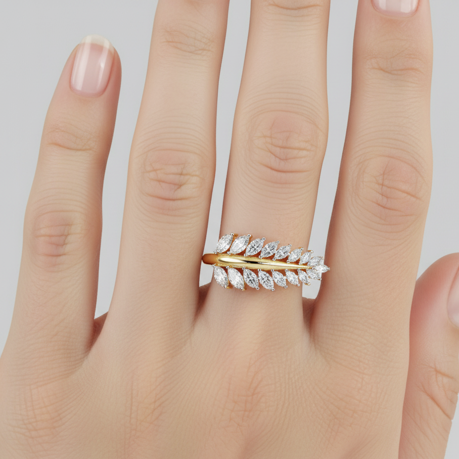 MARQUISE DIAMOND YELLOW GOLD RING ##YELLOW GOLD