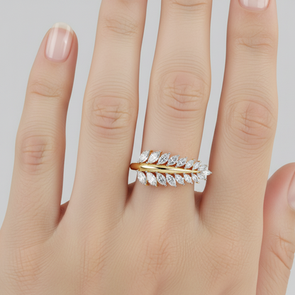 MARQUISE DIAMOND YELLOW GOLD RING 
